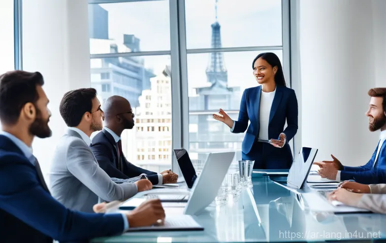 프랑스어 자격증으로 가능한 직업 - **Prompt:** "A vibrant, diverse group of young professionals, including men and women of various eth...